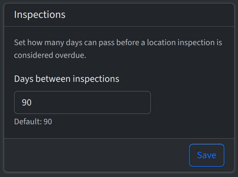 Account Settings: days between inspections