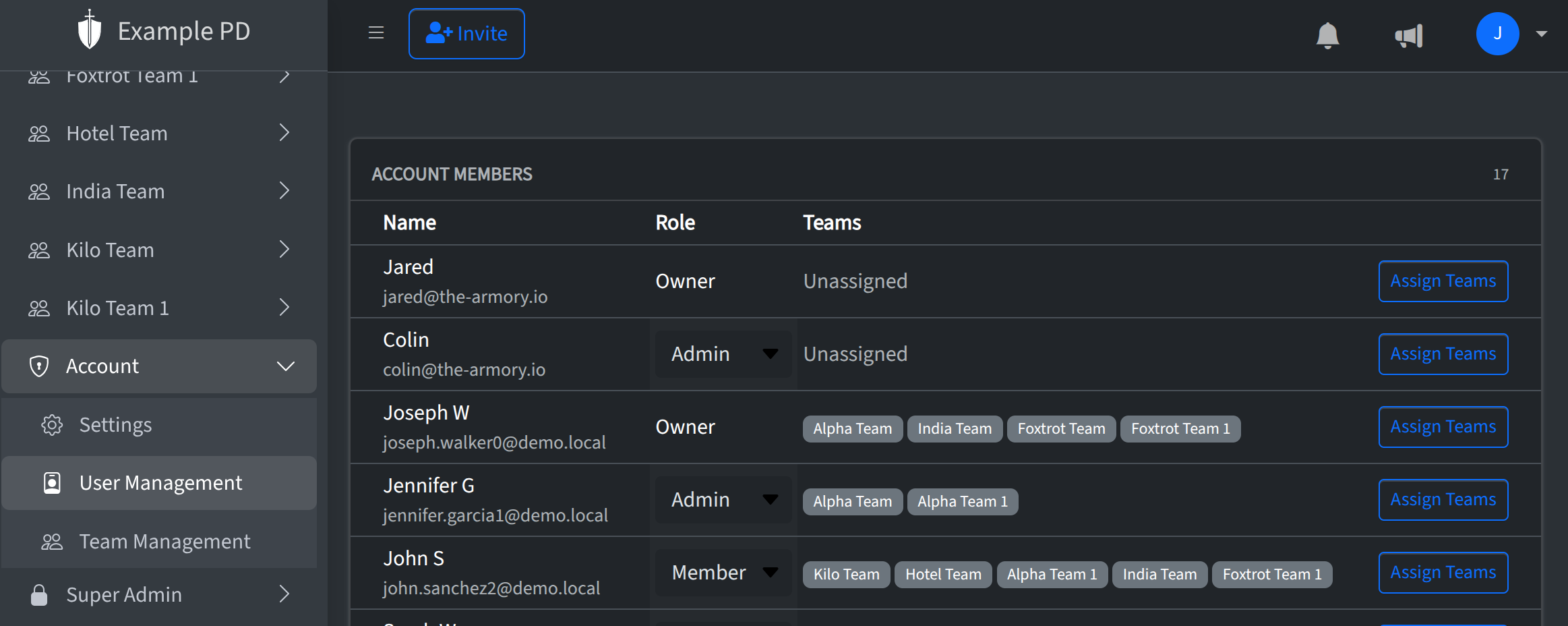 User Management with Invite member and pending invites